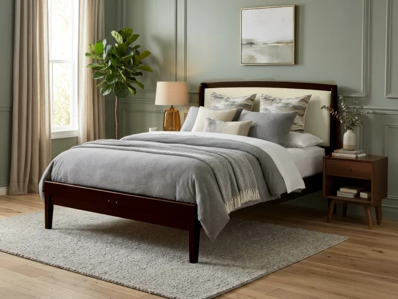 Orion Queen Upholstered Wooden Bed